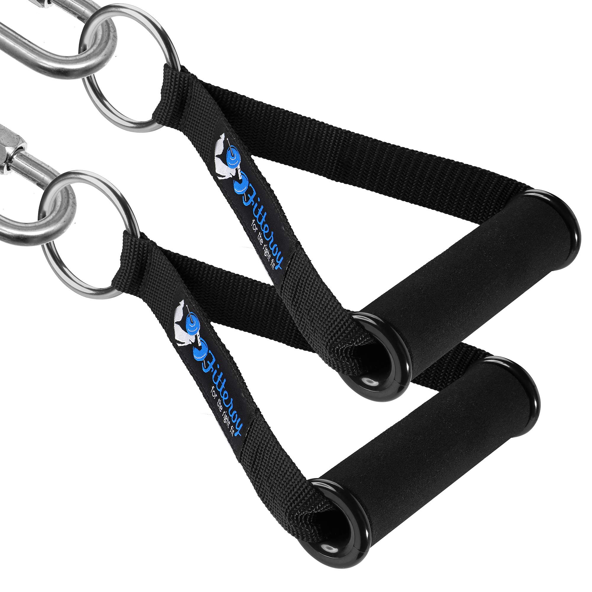 FitteroyPremium Heavy Duty Exercise Handles for Gym - Padded Wide ABS Grip, Solid Welded Metal Ring and Heavy Duty Nylon Straps for Cable Machines and Resistance Bands