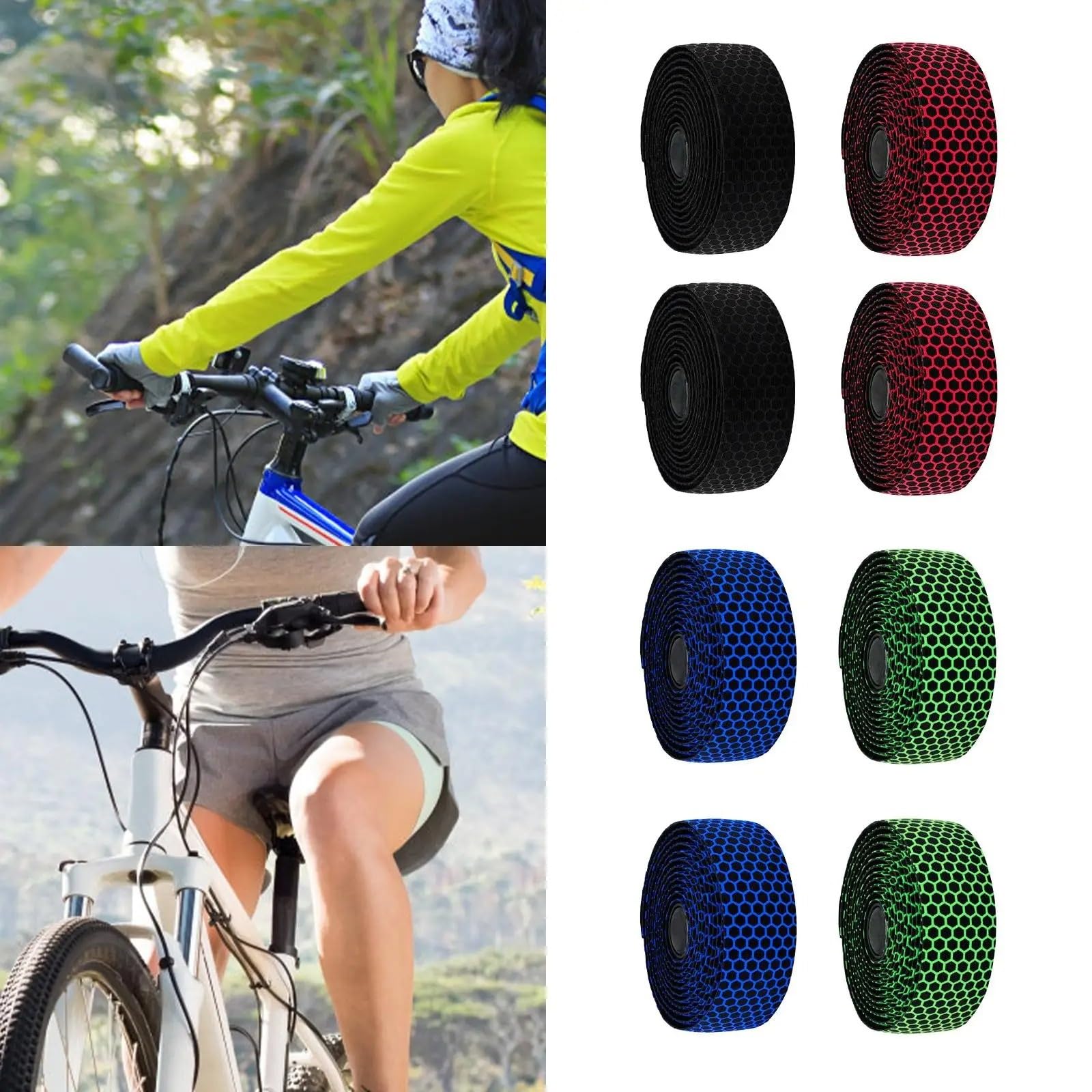 Envolvente De Manillar Moto Cinta Para Manillar De Bicicleta 2 Uds Agujeros Transpirables Agarre Silicona Profesional Para Bicicletas Montaña Ciclismo Carretera Al Aire Libre(Green)