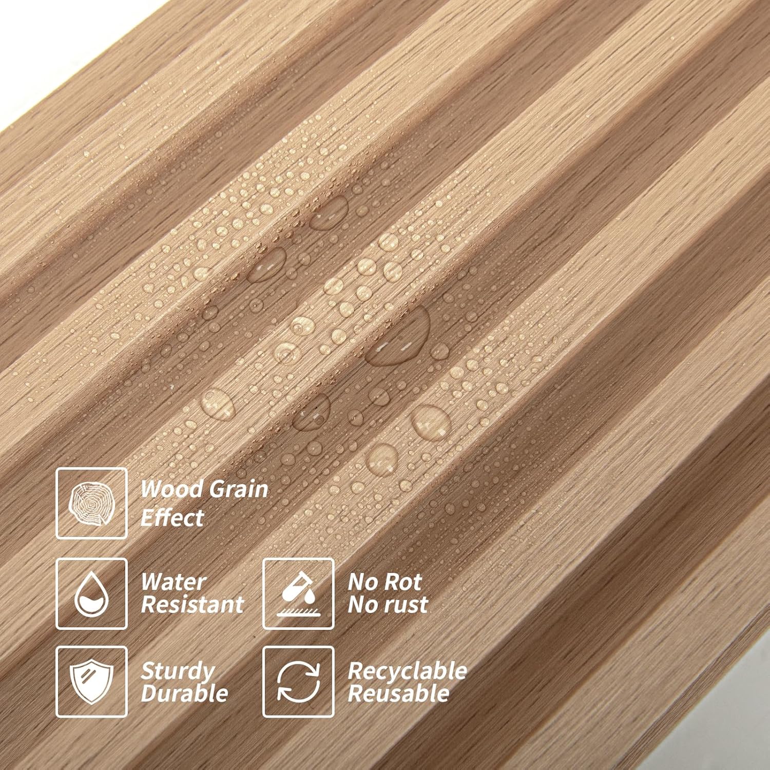Art3dwallpanels Wood Slat Wall Paneling, 104'' x 6.7'' WPC Soundproof 3D Wall Panels for Interior Wall Decor, 8 Pack Fluted Textured Panel Wall Slats, Oak