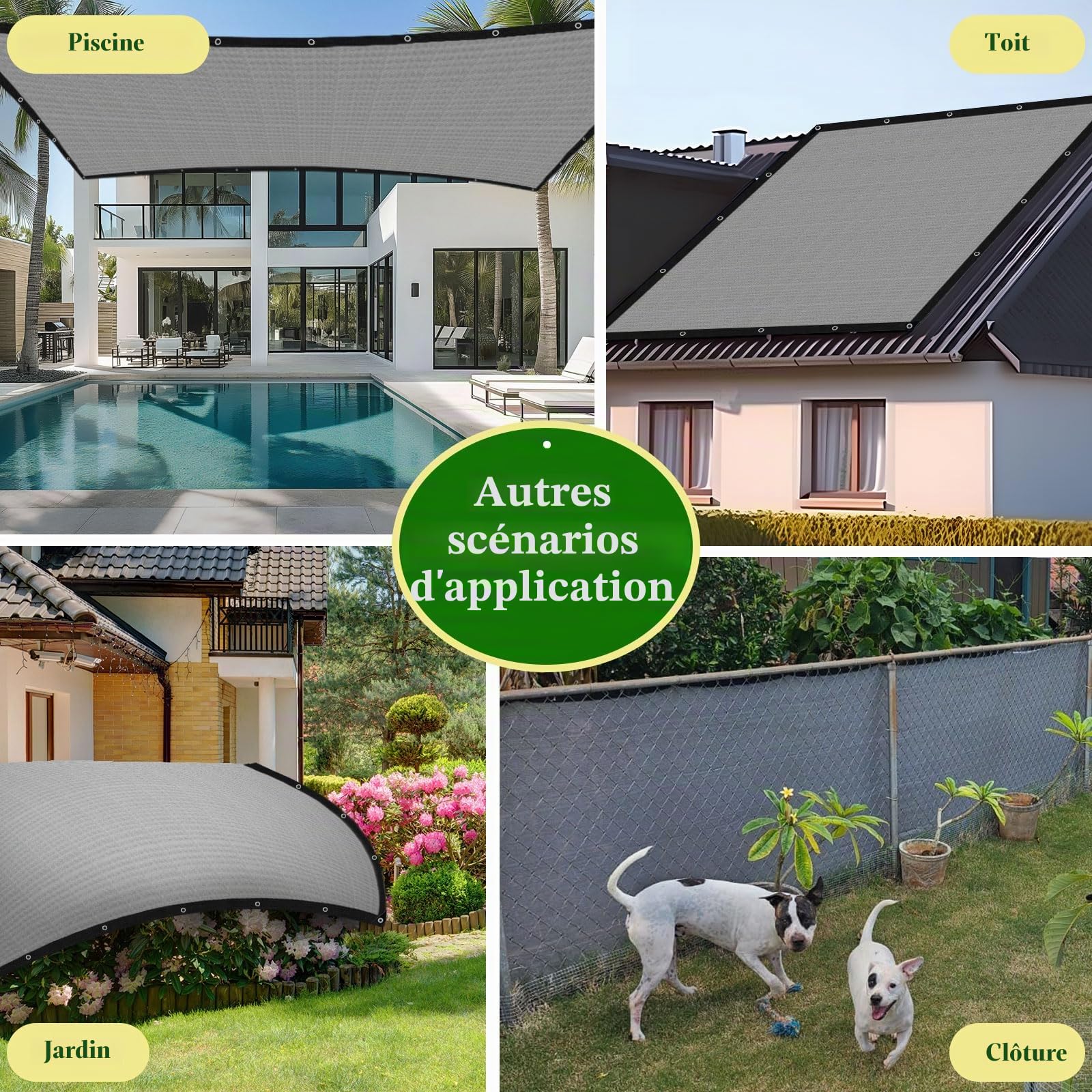 Filet d'ombrage avec œillets - 3 x 4 m - Voile d'ombrage de jardin - Protection solaire - Filet d'ombrage pour serre, terrasse, plantes, poulailler, coupe-vent et perméable à l'eau