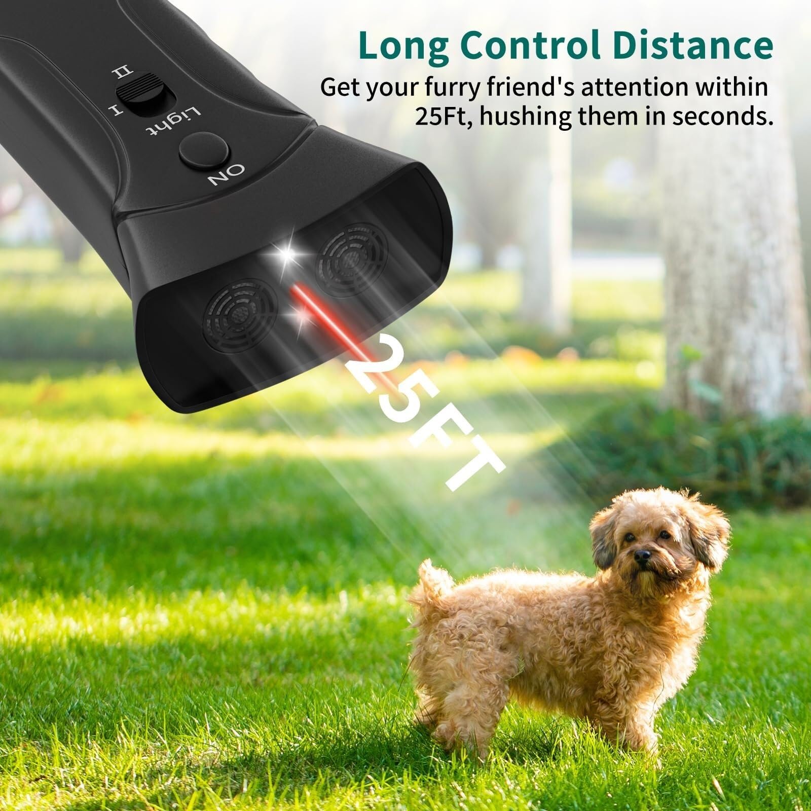 Dispositif Anti-aboiements for Chiens, 2 Modes, 7,6 m, Portable, LED, contrôle des aboiements for de Petite, Moyenne et Grande Taille, Outil Dressage