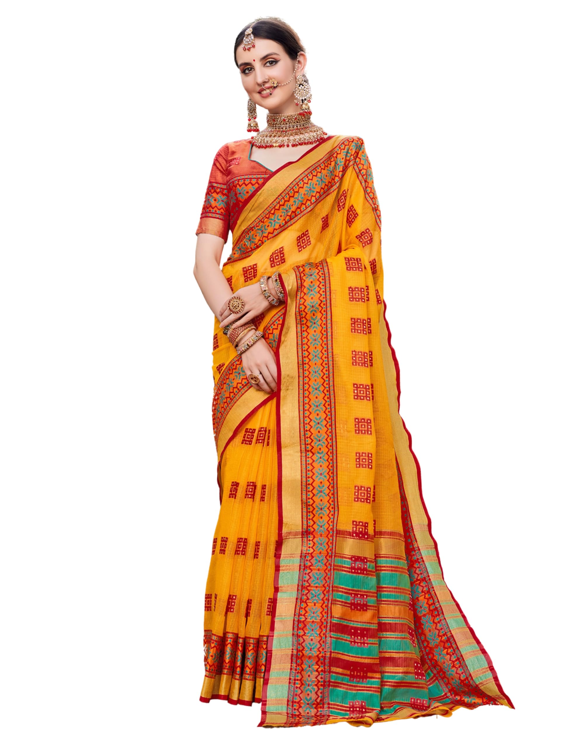 EthnicJunction Womens Yellow Kota Doria Cotton Silk Saree With Blouse Piece (B0CKLQDVCX) Amazon Price History, Amazon Price Tracker