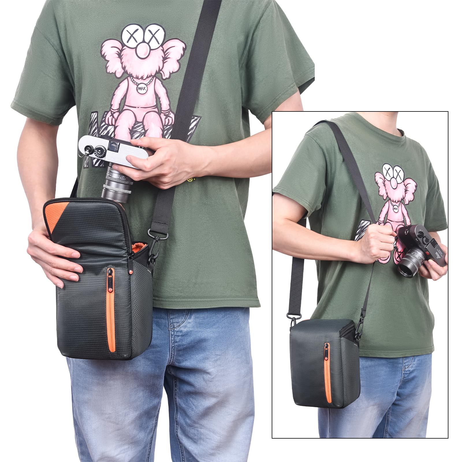 FOSOTO Bolsas para Cámaras Compactas, Bolsa de Cámara de inserción Quick Access para SLR, Zoom Lens, Cables y Accesorios Compatible con Nikon Canon, Sony Fuji para SLR/DSLR