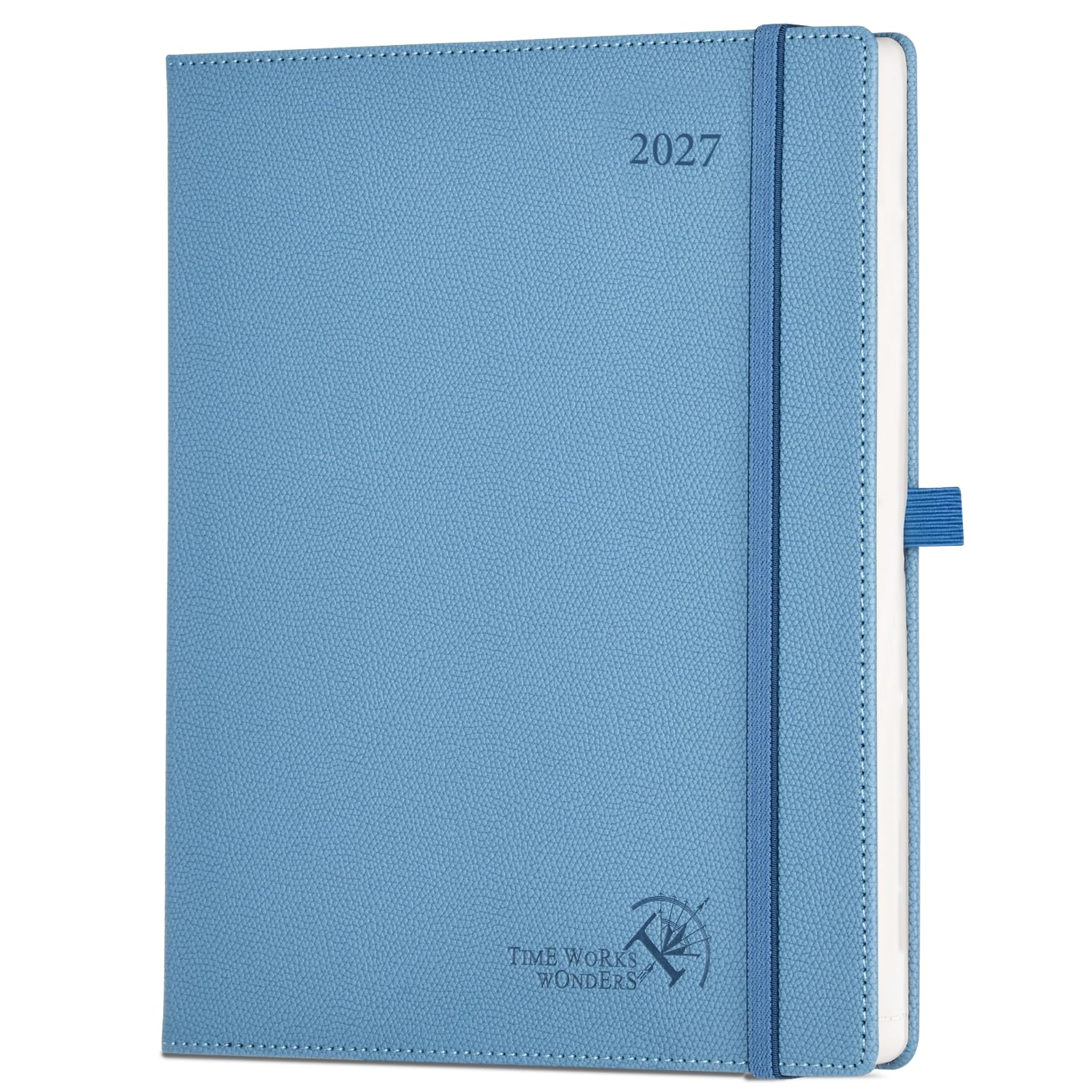 POPRUN A4 2027 Diary Week To View Pu Hardback Weekly Planner Horizontal — image 1