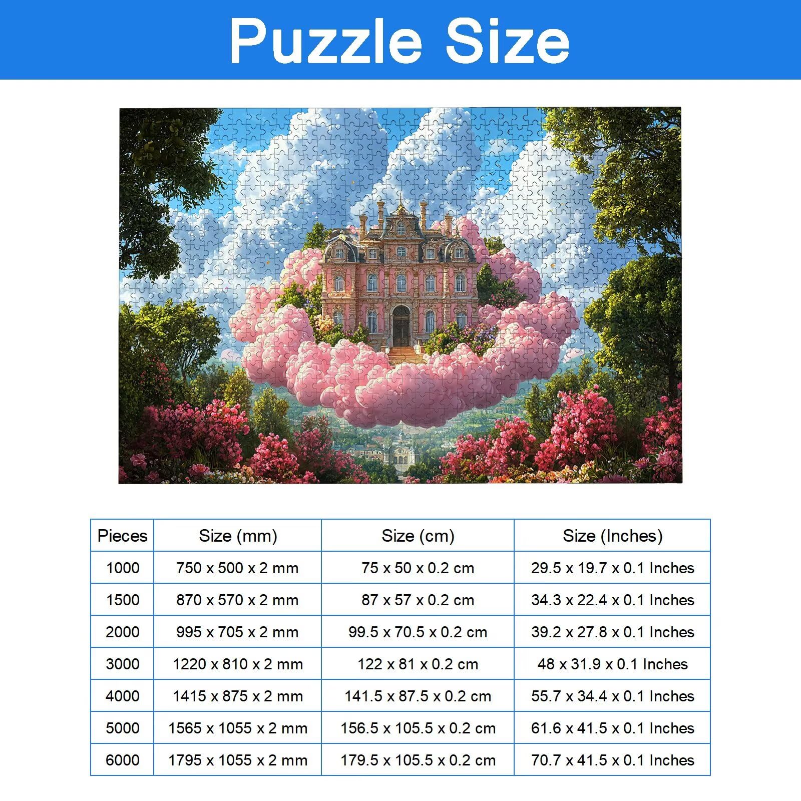 Puzzle 3000 Pièces Château, Puzzle 3000 Pièces Adultes et Enfants, Puzzles Bois avec Une Boîte d'emballage Exquise, Jeu Éducatif Puzzles Fleur, Decoration Maison, Cadeau Femme, Cadeau Homme, -8965