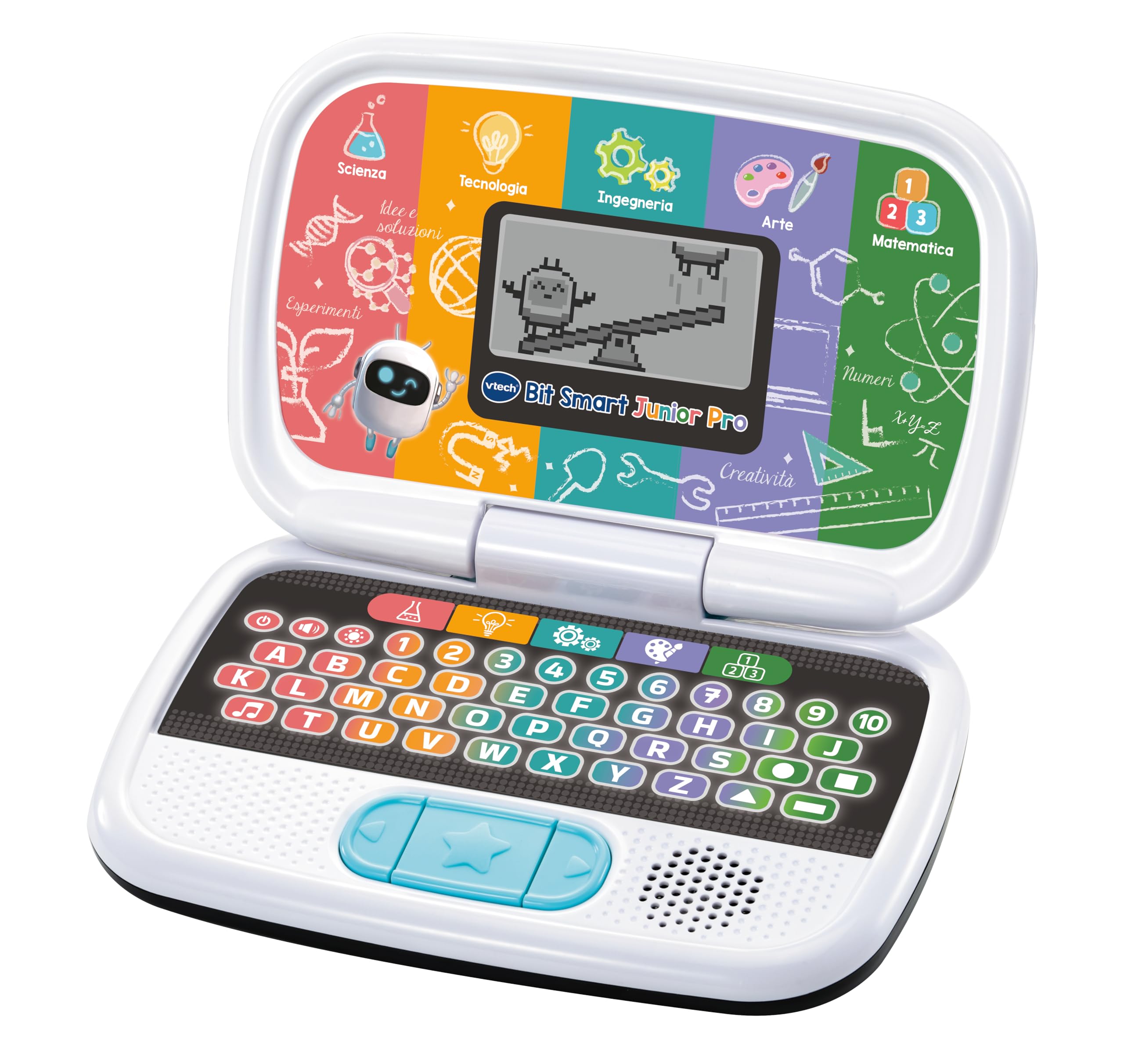 VTech Bit Smart Junior Pro, Computer Educativo S.T.E.A.M., Computer per Bambini con Molte Attività Integrate, Schermo LCD Animato, Volume Regolabile, Spegnimento Automatico, Batterie Incluse, 3-7 Anni