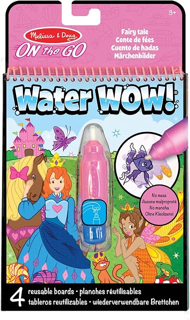 Melissa & Doug Water WOW! Fairy Tale Magic Painting Books & Water Pens | Water Colouring Books for Children Age 3 4 5 6 7 | Travel Toys for Toddlers | Plane Activities for Kids | Travel Activity Packs