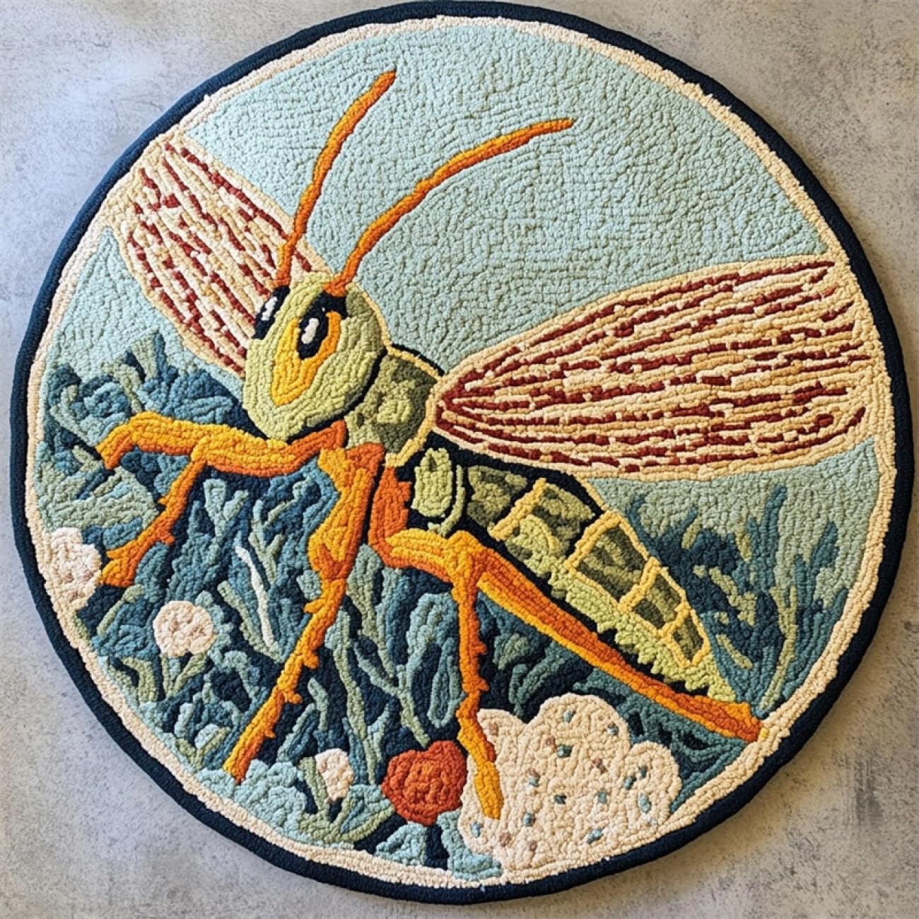 Kitquiver Latch Hook Carpet Kits Cartoon Insects 60x60cm