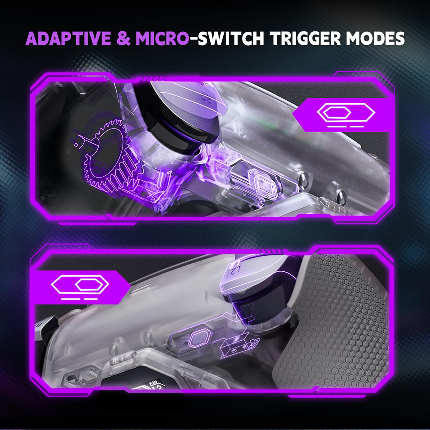 eXtremeRate Spark Remap Kit per ps5 Controller BDM-030 040 050 060, Display OLED +Clicky Trigger Stop +Grip Ergonomici, 4 Tasti Posteriori Rimappabili Accessori per ps5 Joystick, Trasparente&Grigio