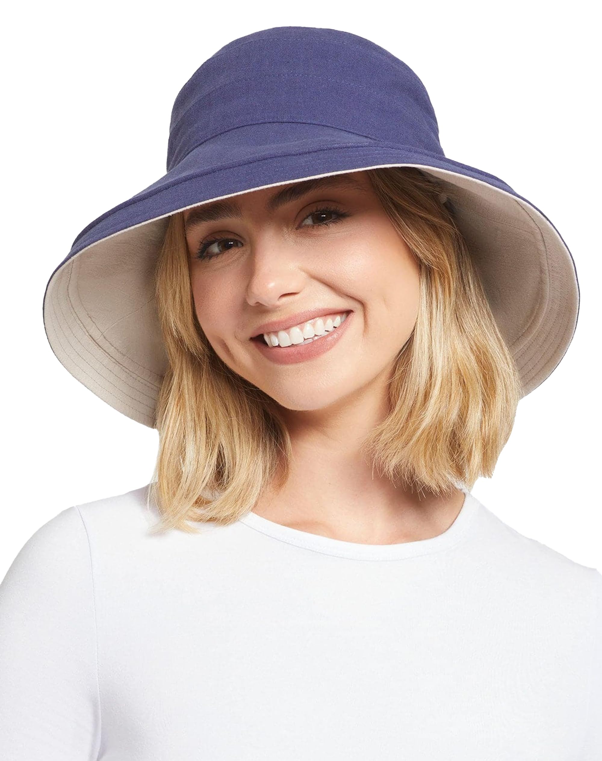 Solbari Holiday Sun Hat Upf50+ Uv Protection, Sun Protective Hat, Navy/Beige, L/XL