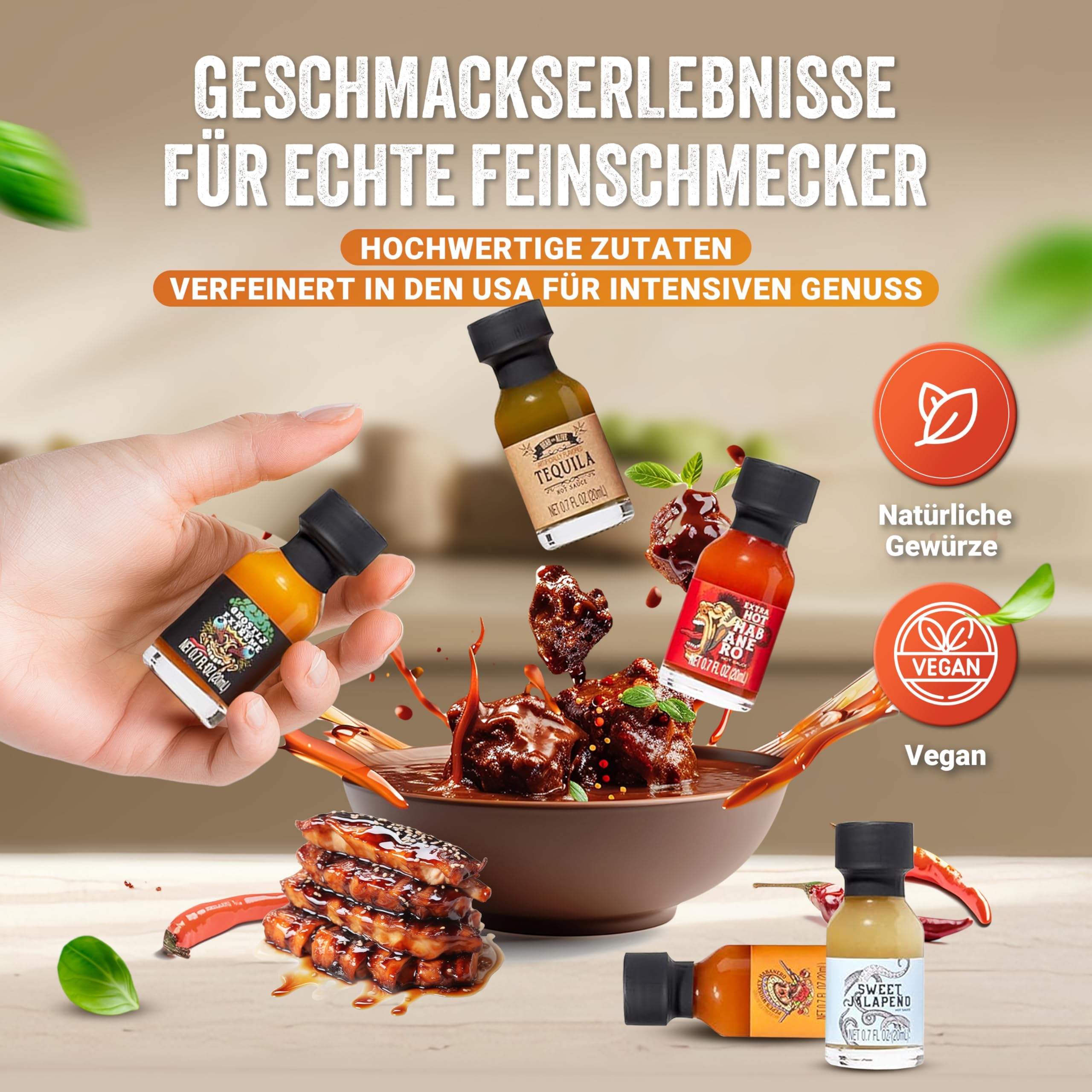 Geschenkset mit 30 scharfen Soßen – Chili Saucen Probierset 20 ml