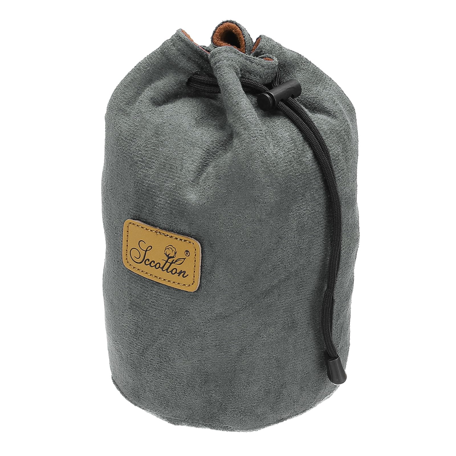 PATIKIL Pochette Souple pour Appareil Photo, Taille M, Étui de Protection Antichoc avec Cordon de Serrage en Flanelle Compatible avec Les Objectifs d'Appareil Photo Nikon, Gris (Rond)