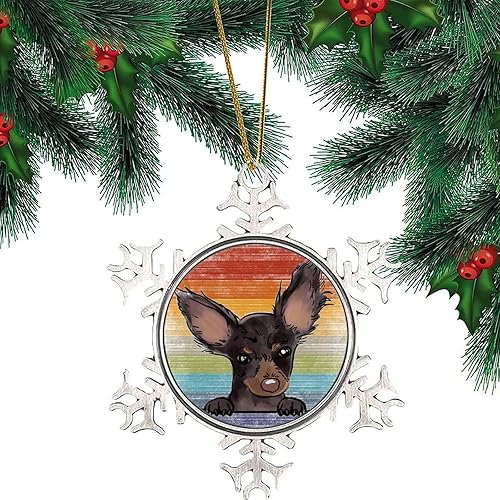 Miniatura 6 de CowkissSign Adorno de copo de nieve de metal, adorno de terrier de juguete ruso, acuarela, mirando a perro, mamá, mascotas, regalos de recuerdo de