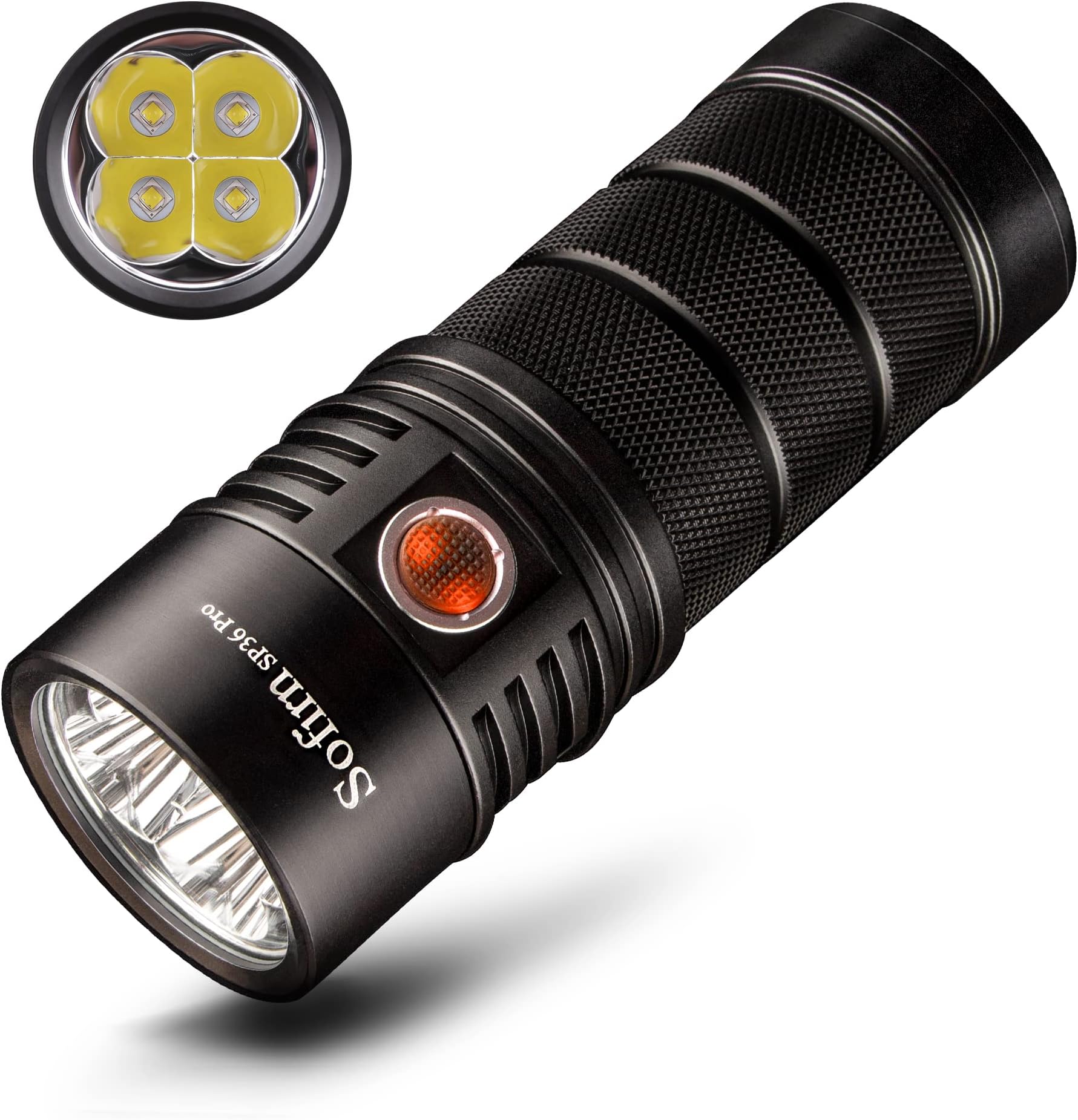 Flashlight High Lumens, 8000 Lumens Super Bright SP36 Pro Powerful Light USB C Rechargeable with 4*LED 5000K, Anduril 2.0 Programmable UI and Charging Cable（SP36Pro 5000k）