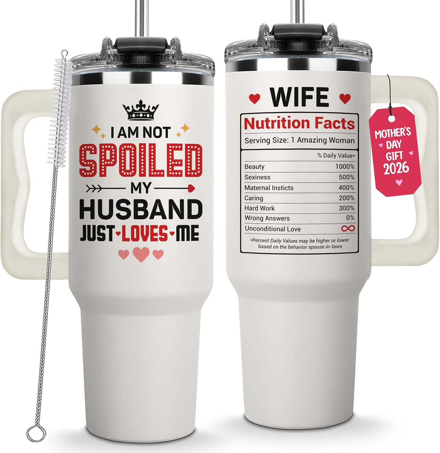 Mothers Day Gifts for Wife from Husband, Anniversary Wedding Gifts for Wife, Wifes Birthday Gift Ideas, Wifey Cup Present for Her - Wife Gift for Valentine's Day, Christmas - Valentines Mug 40 Oz