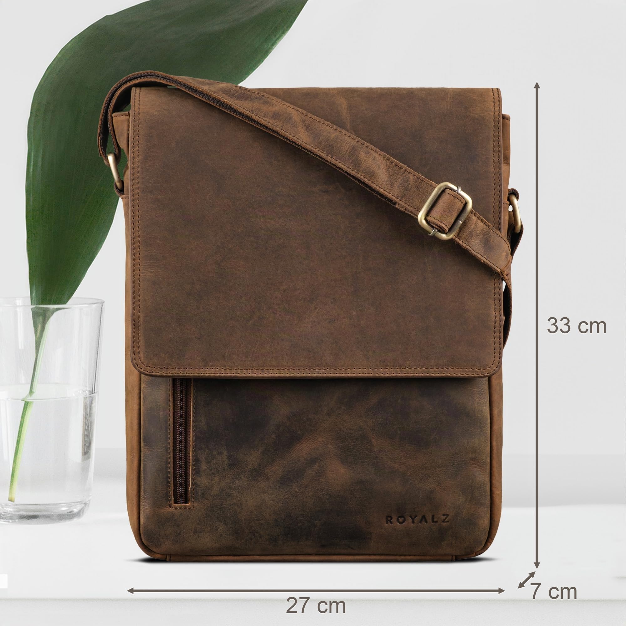 ROYALZ 'Kansas' Borsa Porta PC Uomo in Vera Pelle 13-14 Pollici - Ventiquattrore Borsa a Tracolla Università e Ufficio - Borsello Cartella documenti DIN A4 Messenger Bag