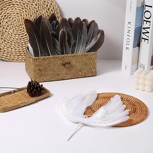 Miniatura 6 de Holmgren Plumas de ganso gris natural, 200 plumas de colores artesanales de 5 a 6 pulgadas para manualidades, alas de ángel, atrapasueños y