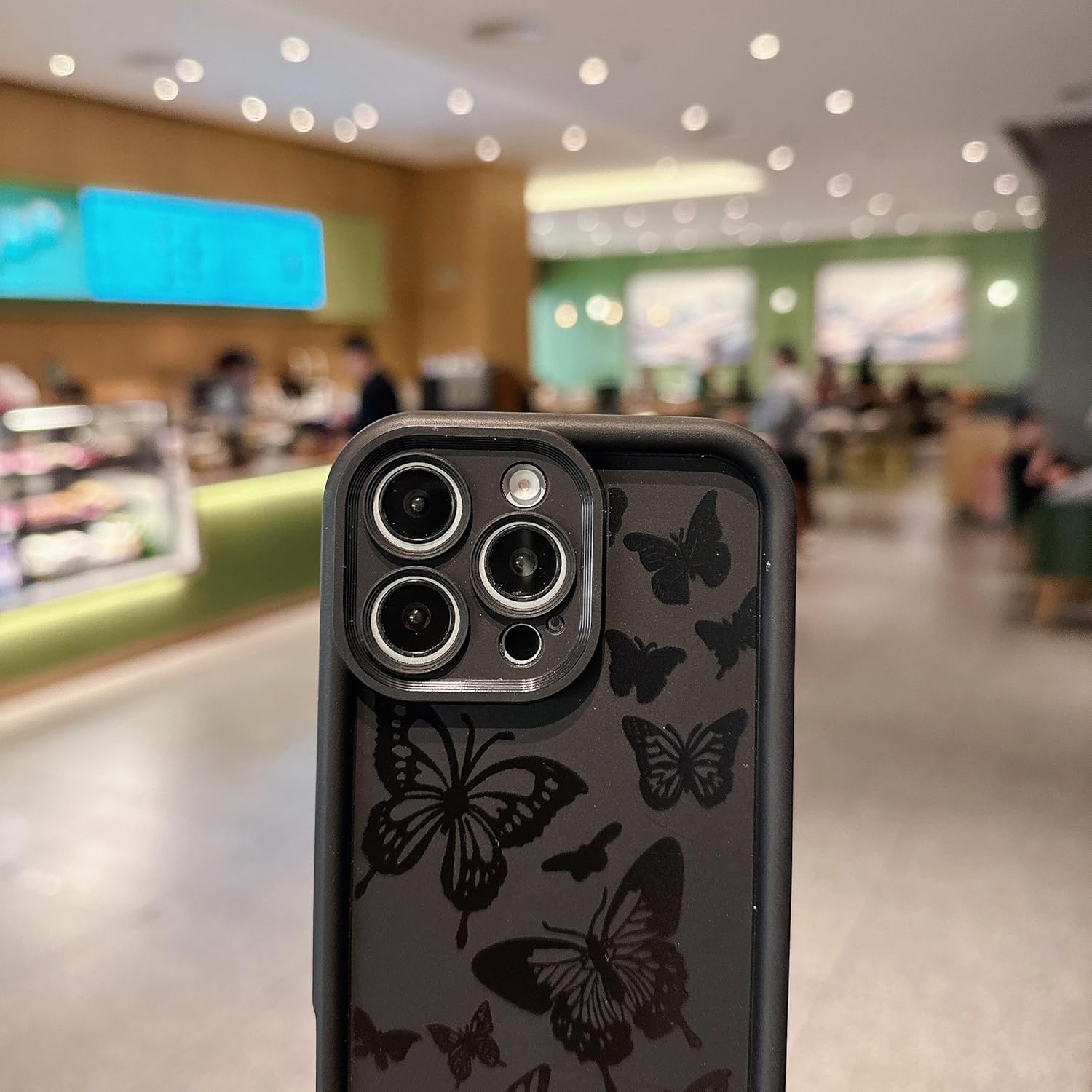 Aesthetic Black Butterfly Phone Case Compatible for iPhone 13 Pro Max Case, with Adjustable Anti-Drop Wrist Strap - Full-Body Shockproof Protection, Raised Camera & Edge Guards - Image 4