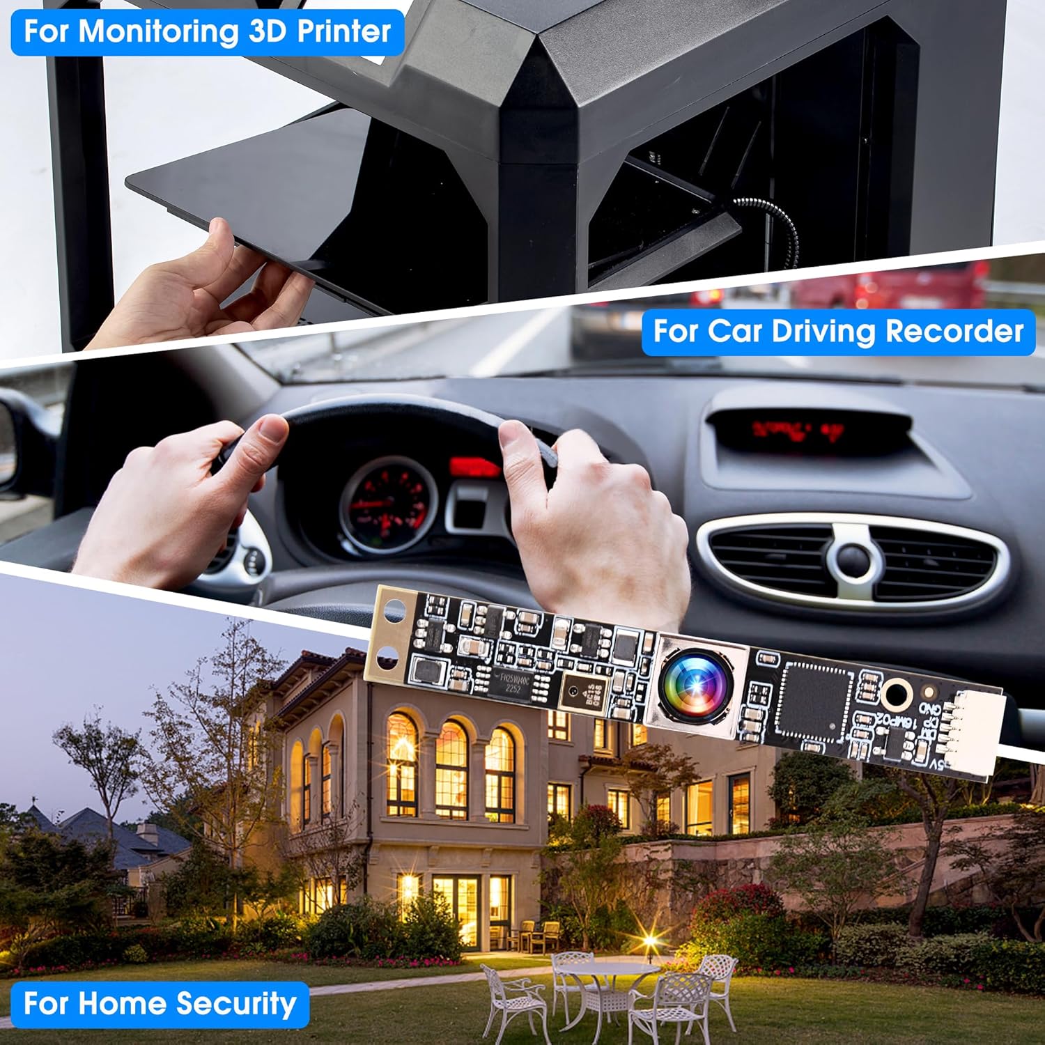 ELP 16MP Autofocus USB Camera with Microphone for Computer Mini UVC USB2.0 Lightburn Camera Micro USB Security PC Camera Module Laser Engraver Webcam Board (100degree No Distortion Lens)