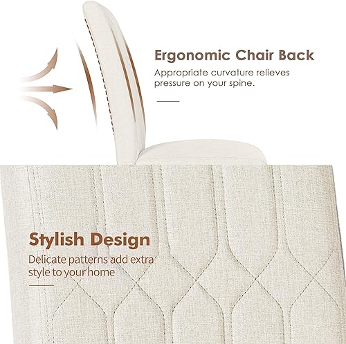 Miniatura 4 de VECELO Juego de 6 sillas de comedor tapizadas Parsons con asiento cómodo, patas de madera maciza con almohadillas de goma, para sala de estar,