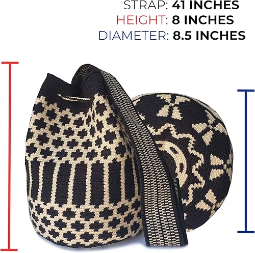 Miniatura 7 de Classic Authentic WAYUU Bag, Mochila from Colombia, Medium Crochet Crossbody, Handmade Medium Purse, Bucket Bag, Colombian Craft (Moda)