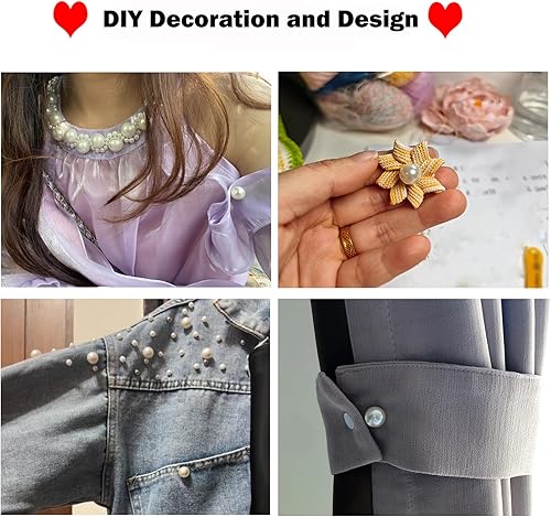 Miniatura 6 de 10 juegos de botones de perlas sin coser de 0.472 in, broches fijos antiexposición, alfileres de perlas extraíbles reutilizables para ropa para