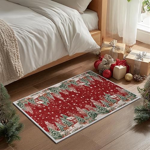 Artoid Mode Red Pine Tree Deer Christmas Door Mat, Winter