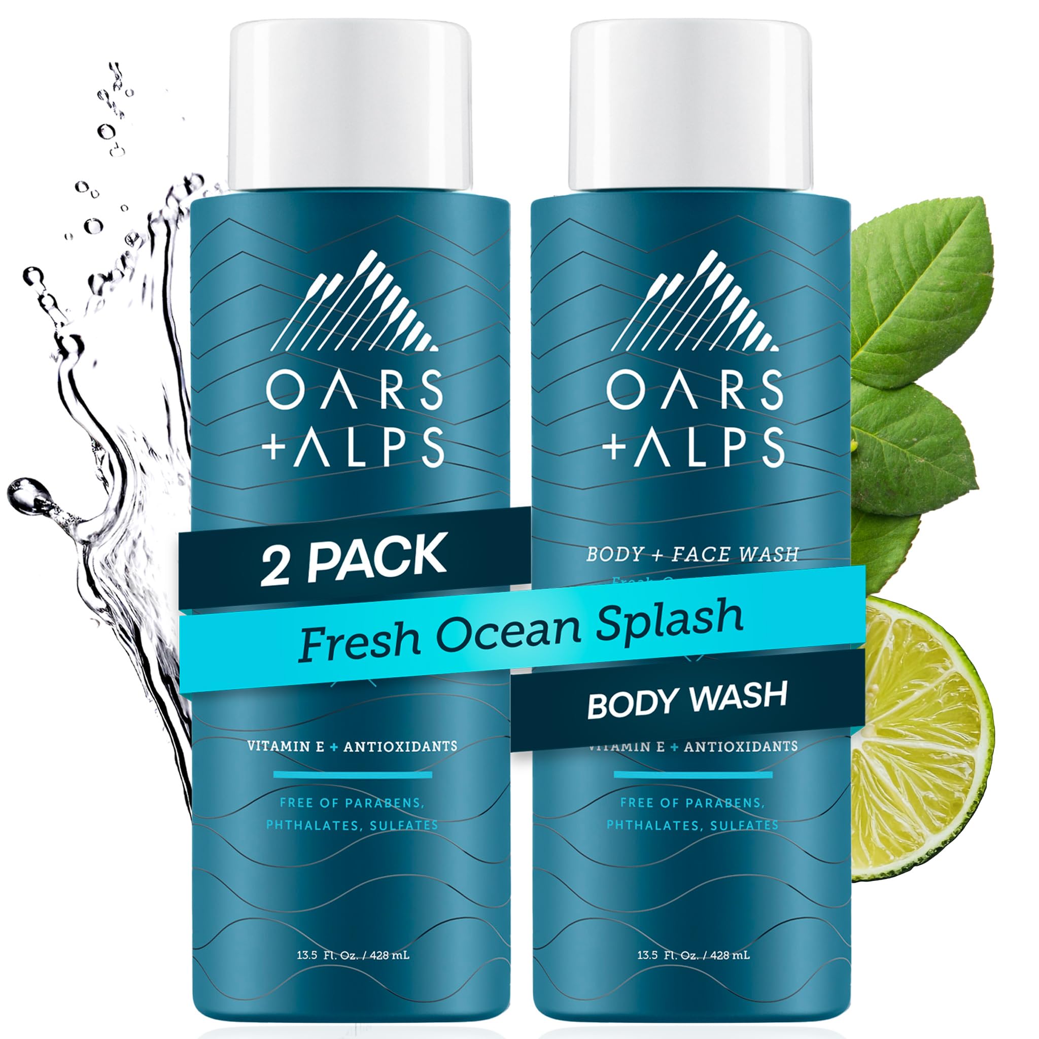 Oars Alps Body Wash for Men Mens Body Wash Face Cleanser with Vitamin E Antioxidants Moisturizing Paraben Sulfate