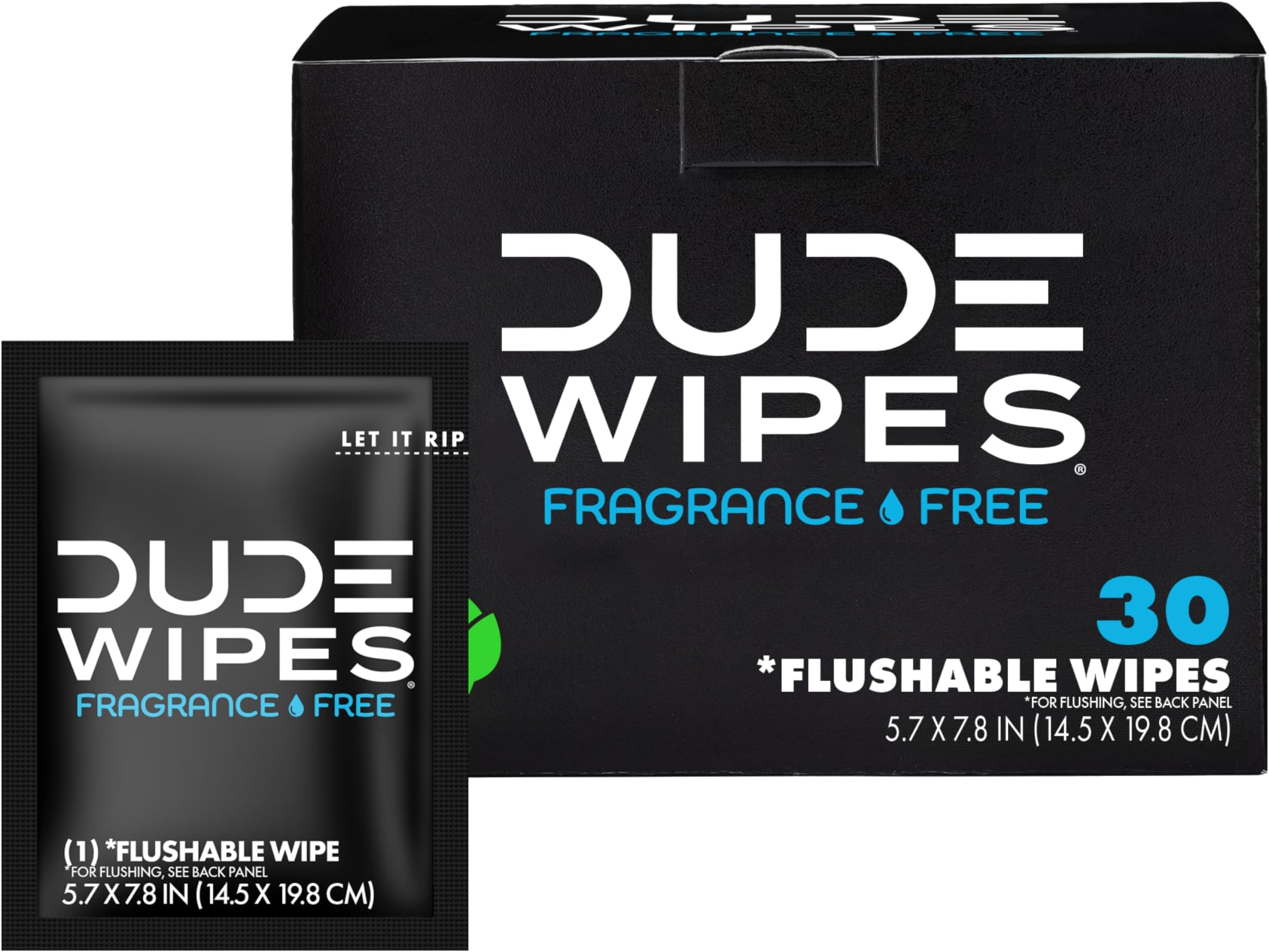 Wipes On-The-Go Unscented Travel Wipes - 30 Count (Individually Wrapped) - Extra-Large Adult Flushable Wipes for Sensitive Skin - Infused with Vitamin E and Aloe - Septic and Sewer Safe
