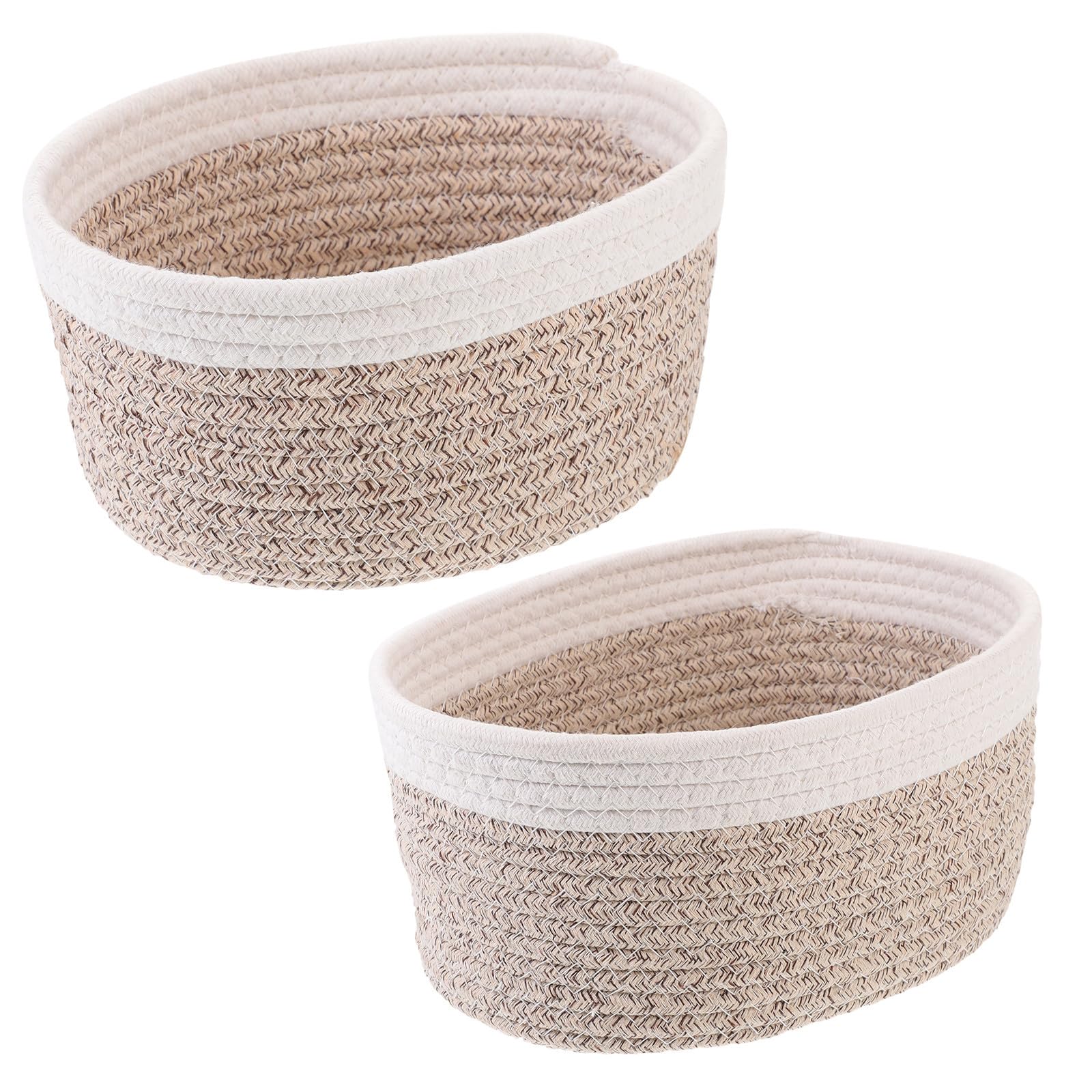 Paniers de rangement lot de 2 en coton tressé | Boîte organisation de bureau salon et chambre