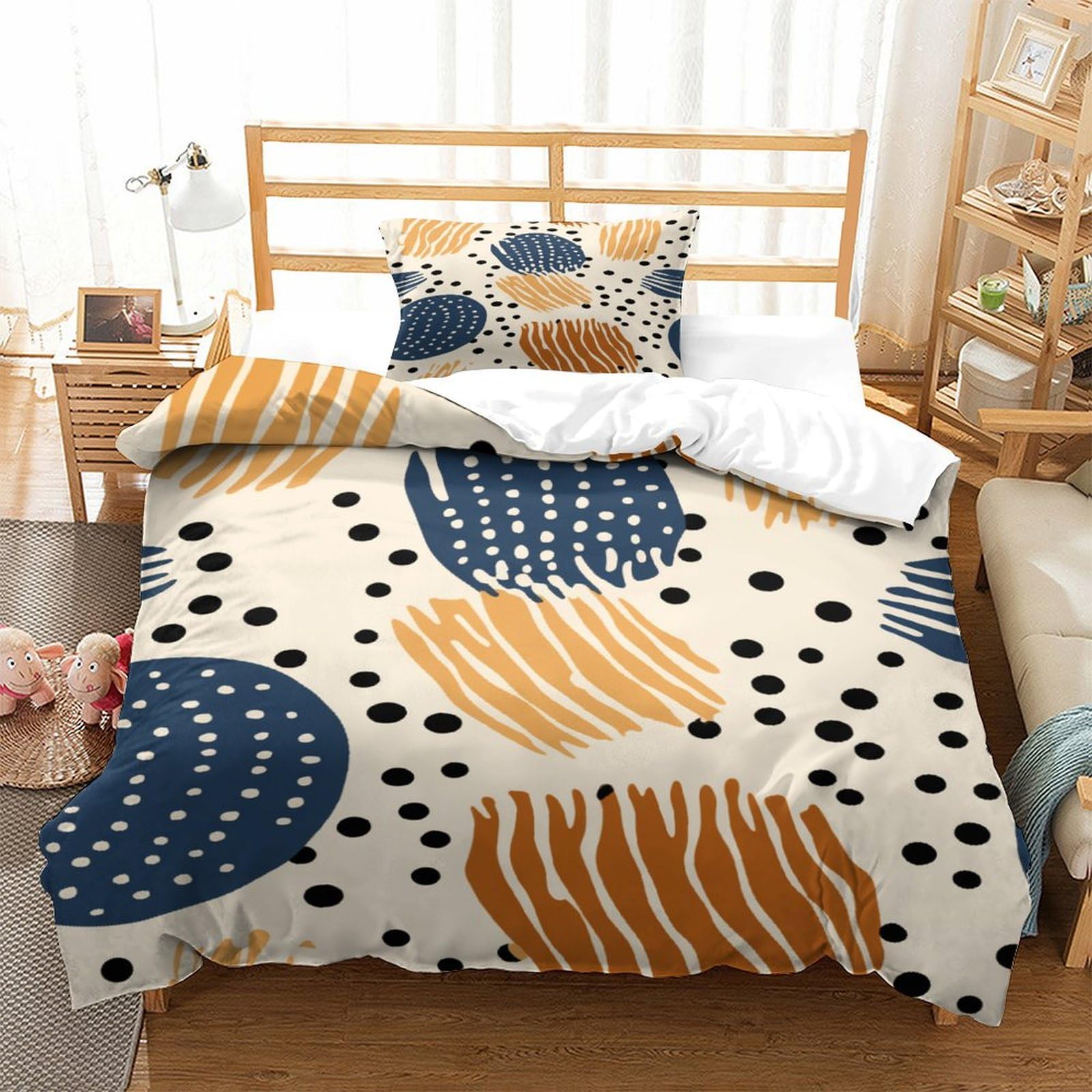 P1S9U7W5Y Abstract 3D Printed Dots 3pcs Microfiber Duvet Cover Set Modern Bedding Set Single