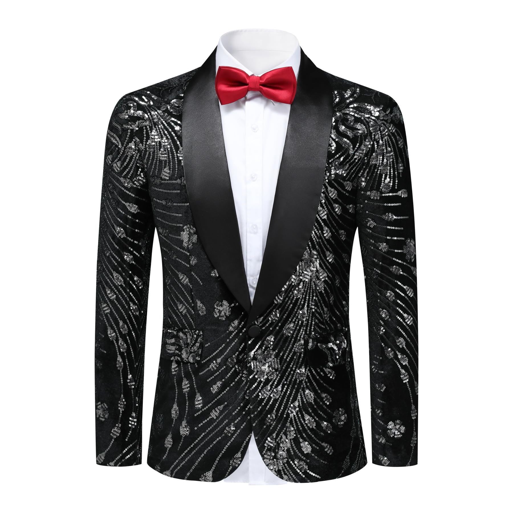 YFFUSHI Blazer da Uomo con Paillettes Giacca da Abito di Lusso Slim Fit Giacca da Smoking Scintillante Eleganti Festa