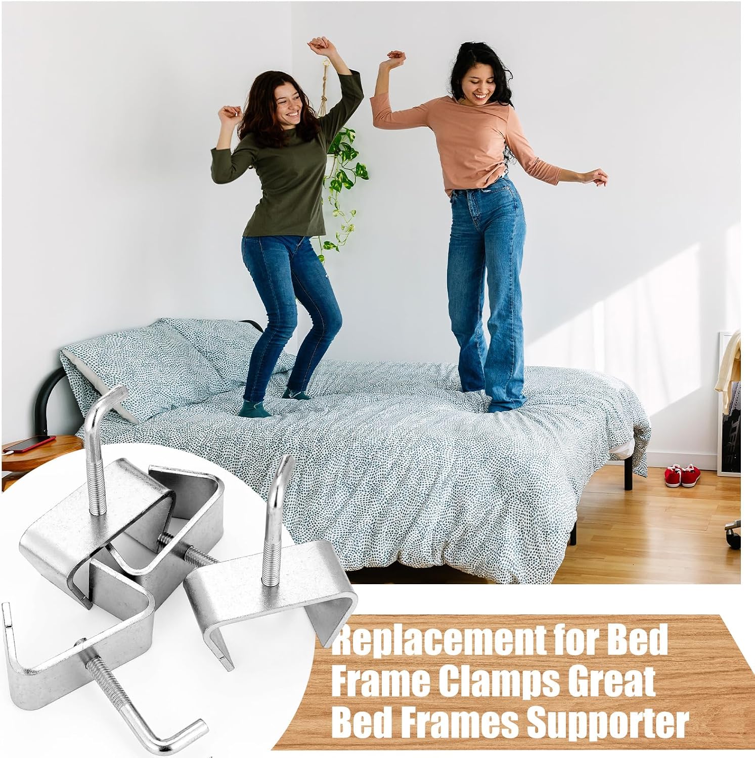 MorningRo 4 Pcs 1'' Bed Frame Rail Clamp Heavy Duty Zinc Plated Bed Frame Brackets for Connecting Metal Hardware Sections Together Ideal for Home, Hotel, and Commercial Use