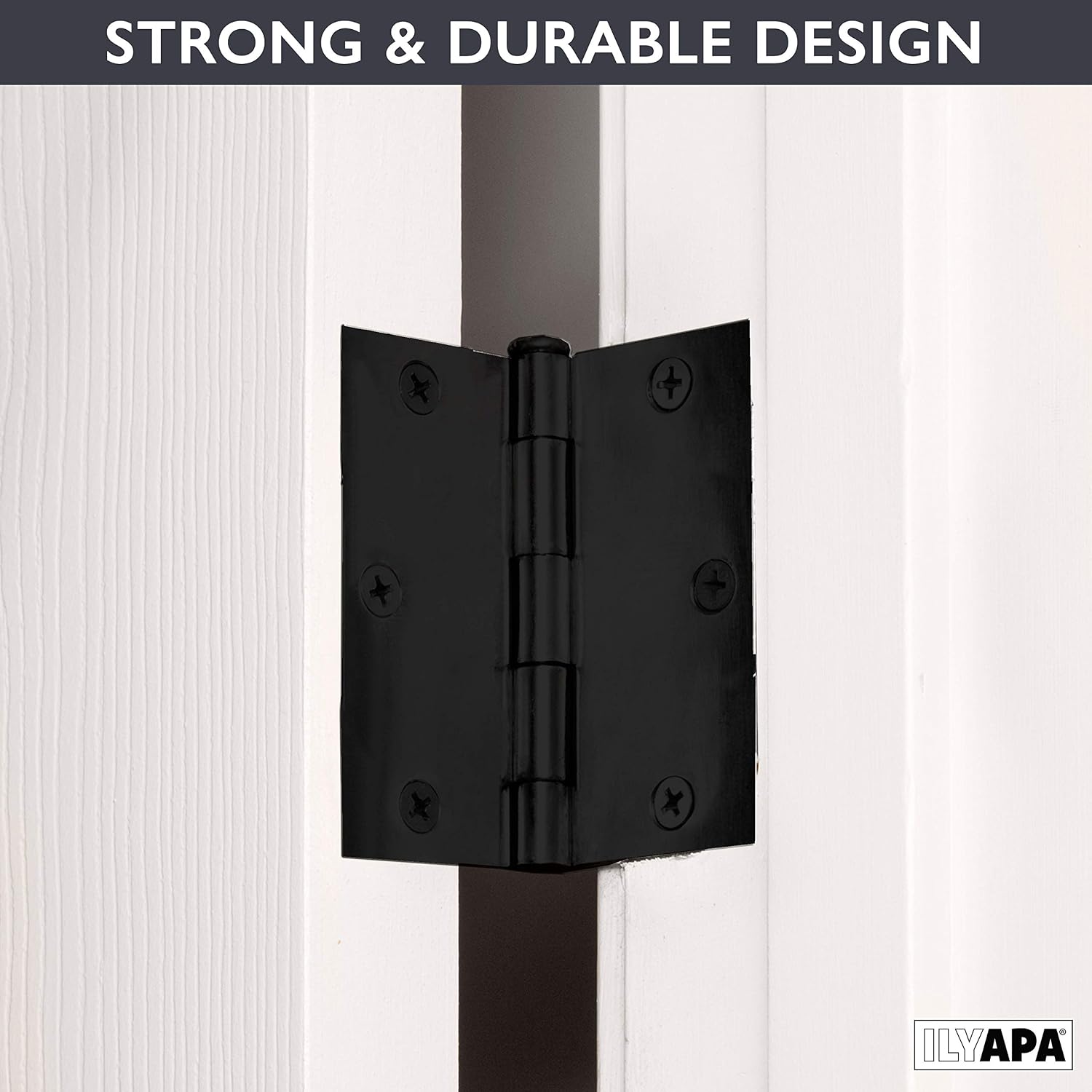 Ilyapa 18 Pack Black Door Hinges for Doors, 3.5 x 3.5 Inch Matte Black Interior Door Hinges, 3 1/2 Inch with Square Corners