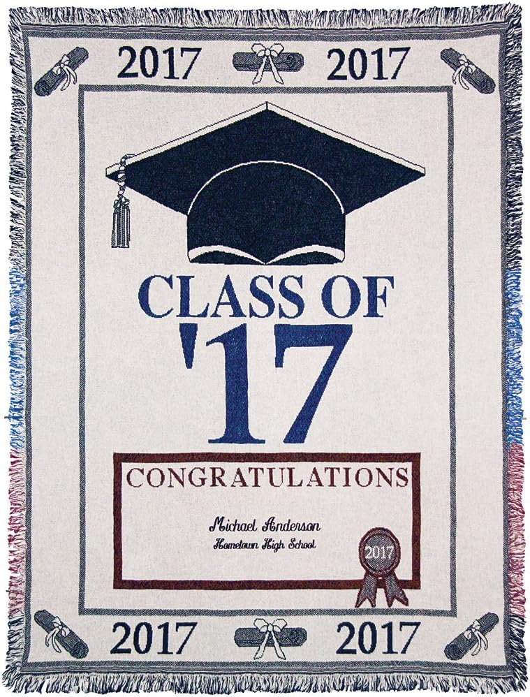 A PLUS MARKETING Personalized Class of 2017 with Name & High School Graduation Throw Blanket