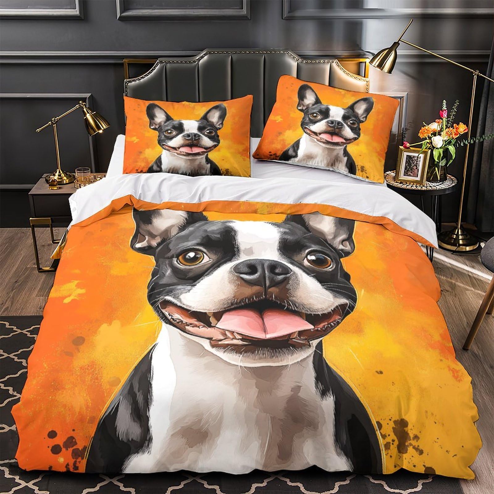 Housse de couette Border Collie pour une chambre d'ado style coucher de soleil