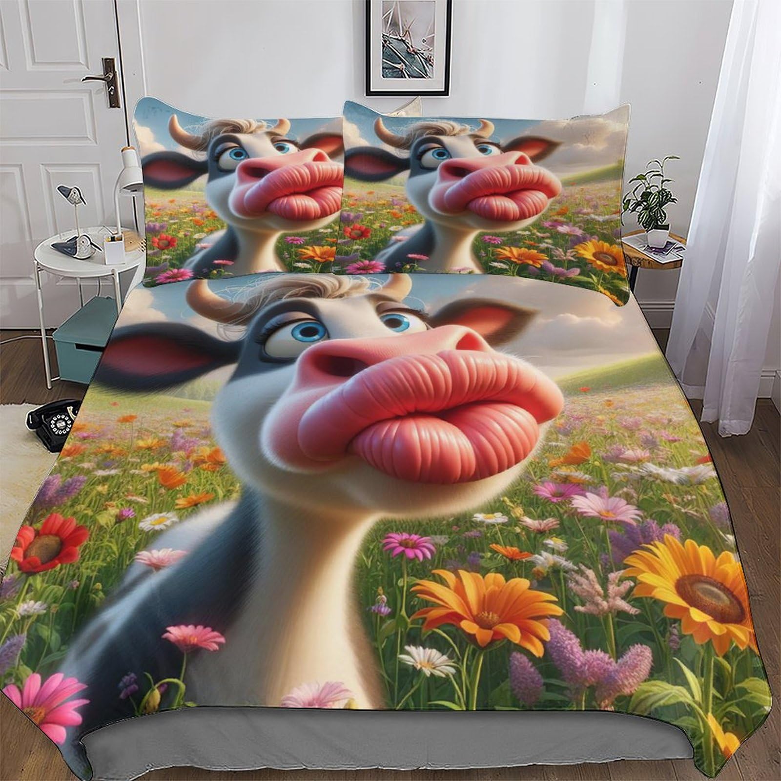 Housse de couette motif vache pour créer une chambre enfant cocooning
