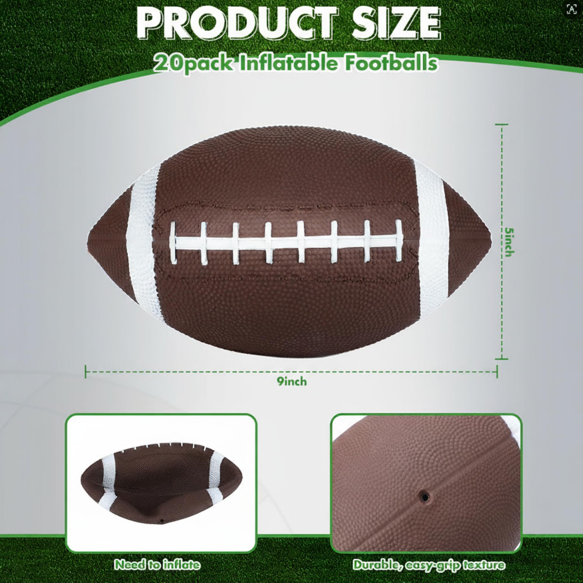 Snapklik.com : Jerify 20 Pack 9 Inch Rubber Footballs Inflatable ...