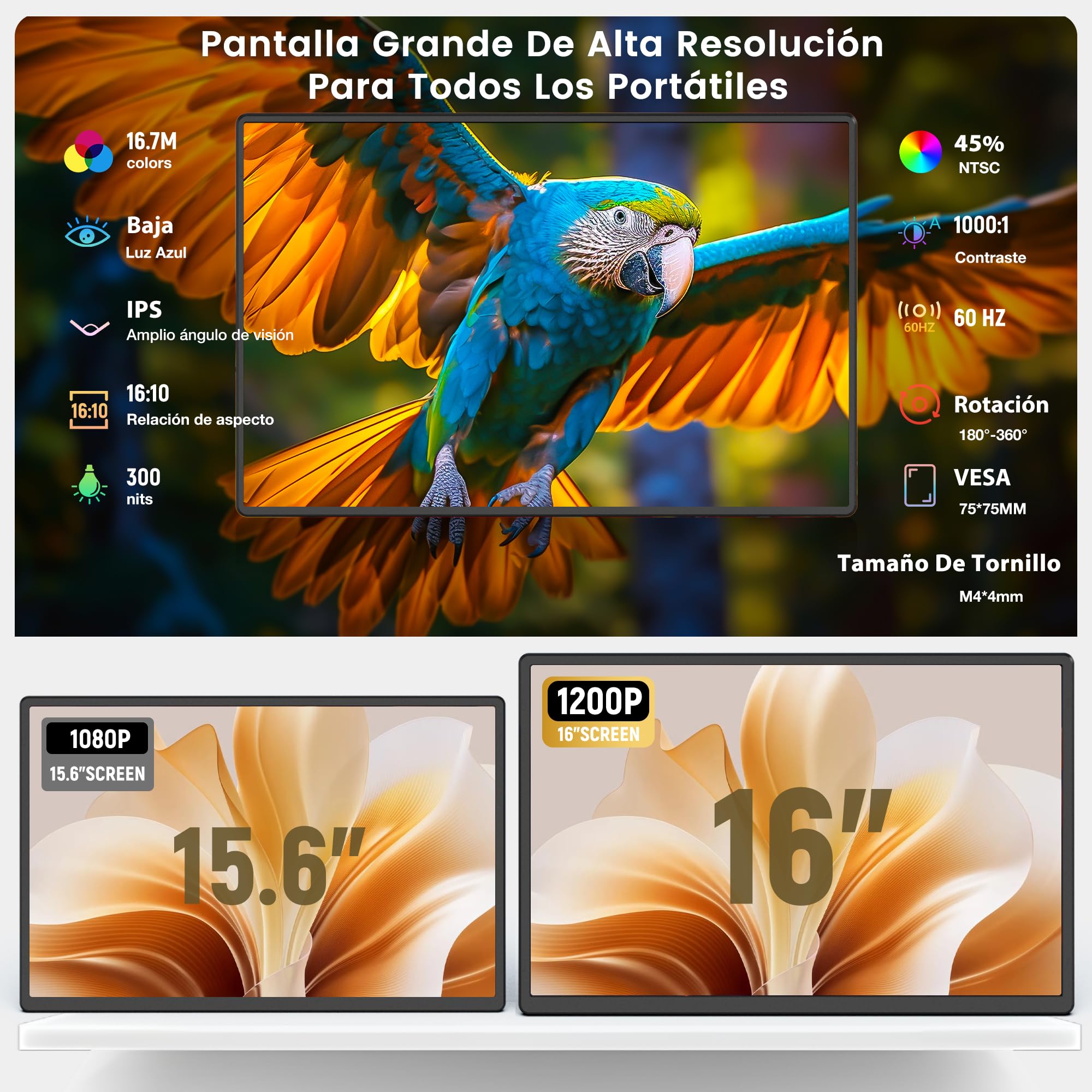 Kwumsy Monitor Portátil-Extensor Pantalla Portátil 16 Pulgadas, Admite Pantallas giratorias y Desmontables, para Todos Los Portátiles (VESA Montable)