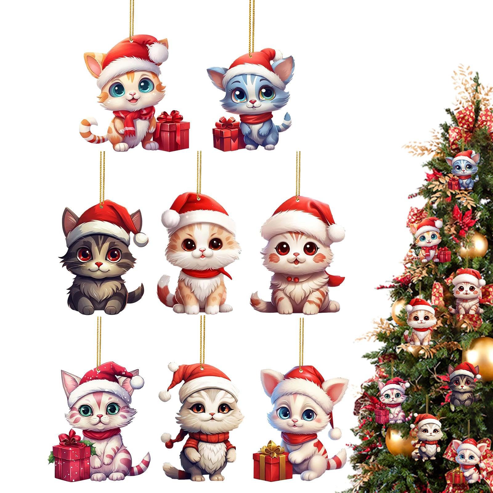 Amazon.co.jp: クリスマスツリー用の猫のオーナメント - 2D アクリル製
