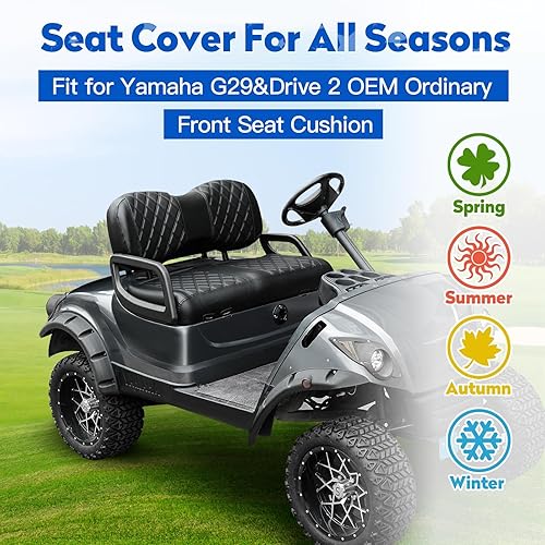 Miniatura 2 de NOKINS Juego de fundas de asiento de diamante para carrito de golf, para Yamaha DriveDrive2 OEM estándar, no requiere clavos y fácil de limpiar,