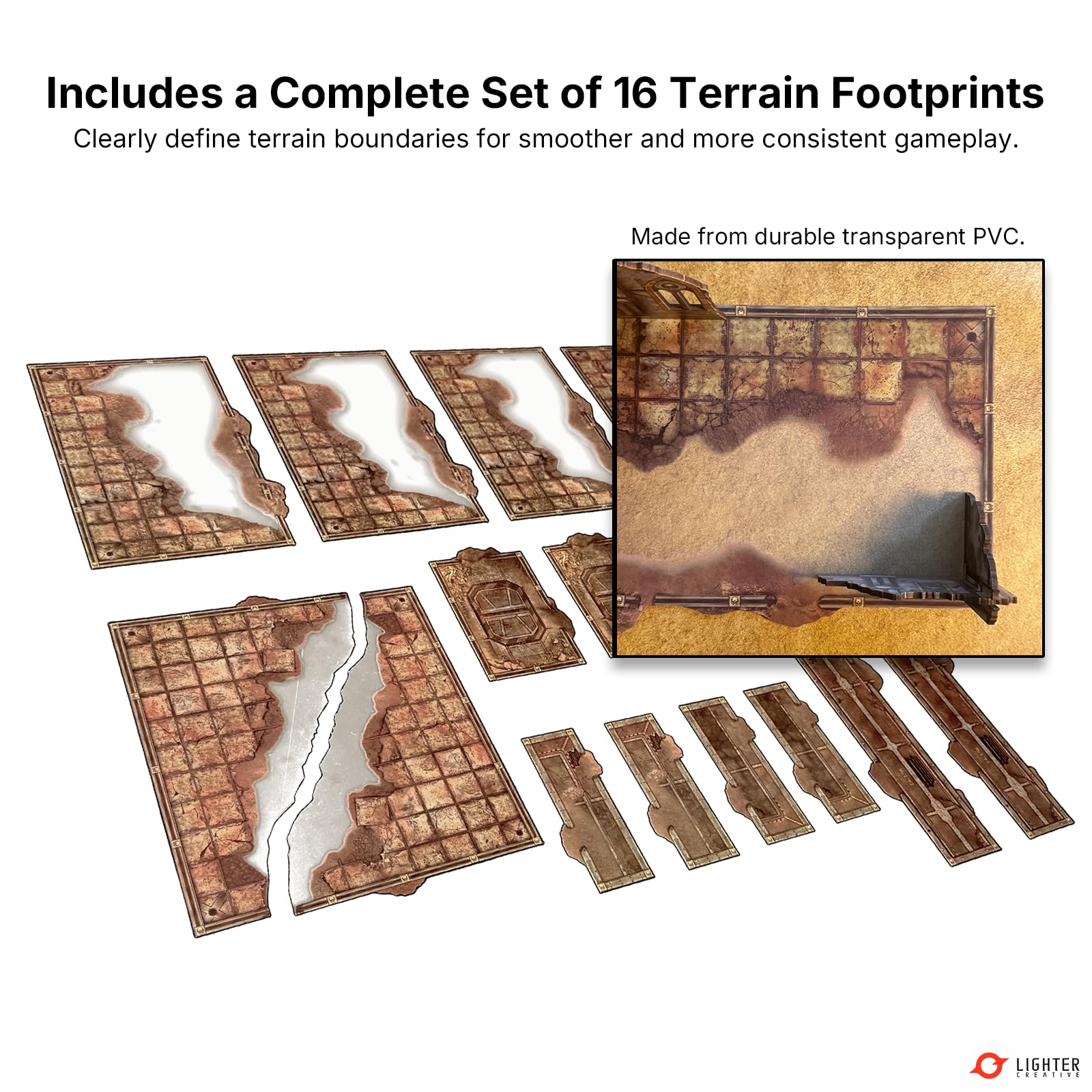 32PCS Terrain Set für WH40K 11th Edition + 16PCS Terrain Footprints, 40K Battlezone Creation Kit