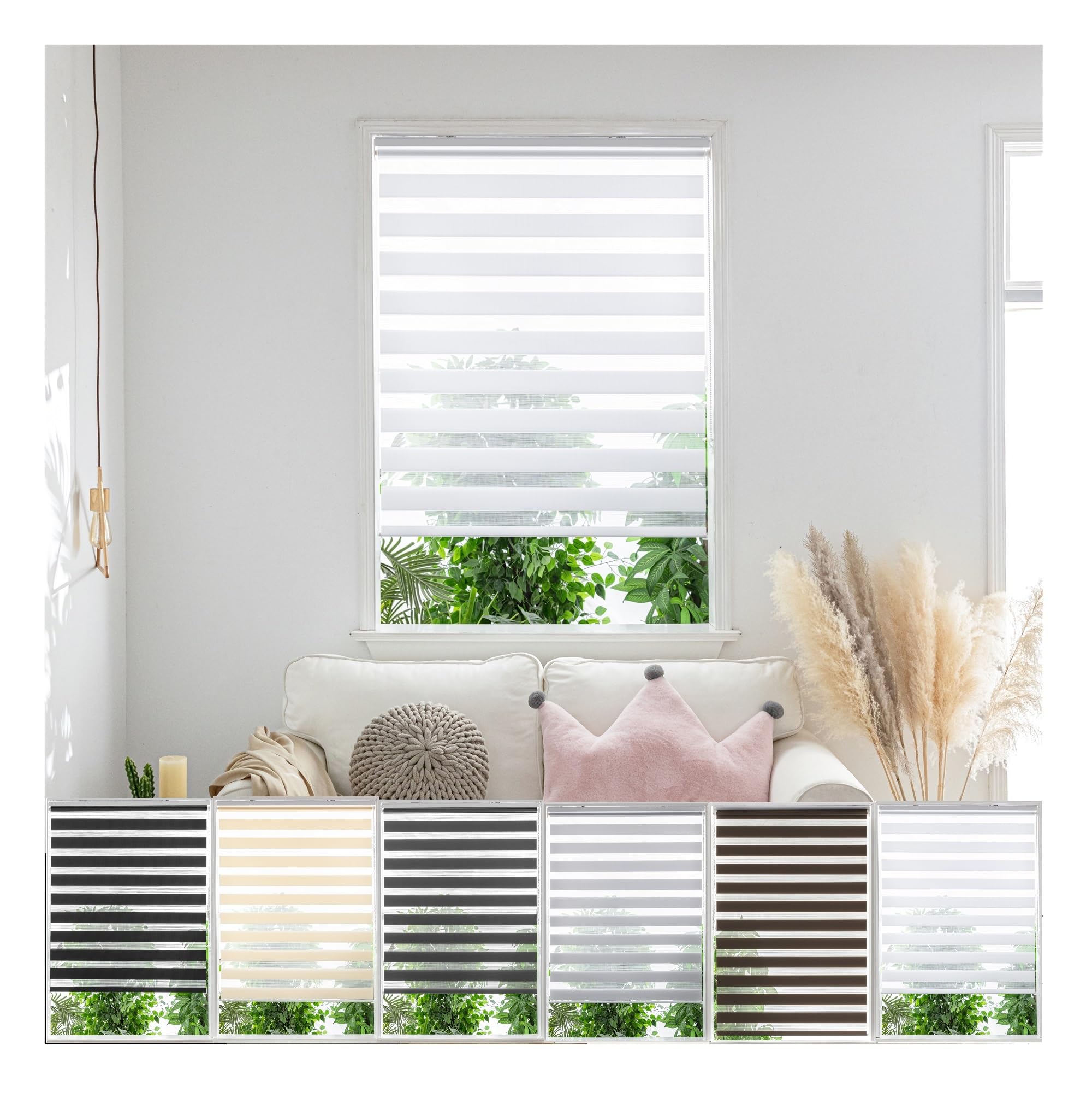 Zebra Day Night Roller Blinds - Made to Measure Day and Night Roller Window Blind with Light Filtering Privacy - Easy Fit Custom Roller Blind by Aprica (Colour White - Width 160cm Max - Drop 160cm)