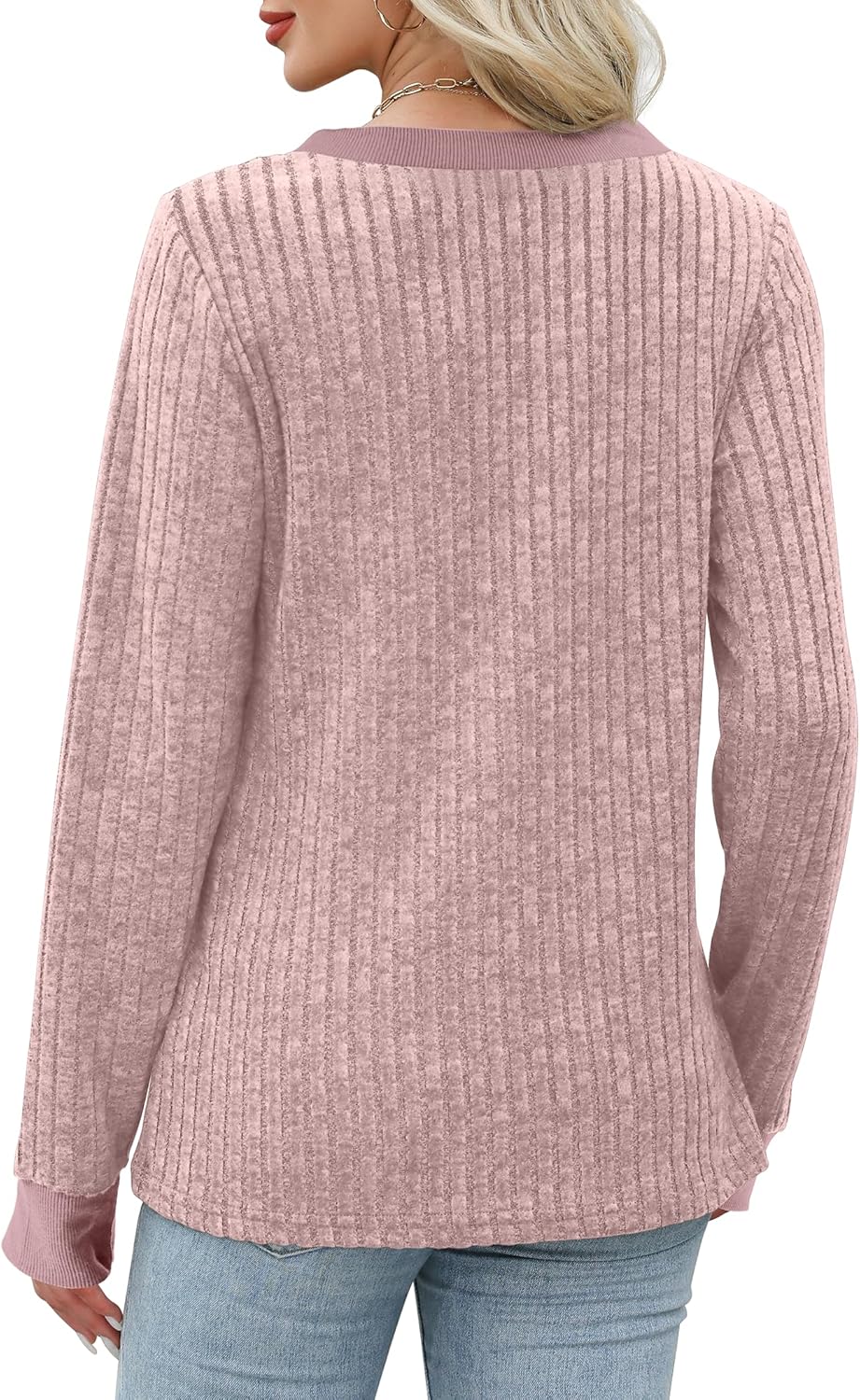 Sampeel Women's V Neck Long Sleeve Shirts – Dressy Casual Fall Tops, Soft Lightweight Tunic Sweaters Fashion Outfits 2026 - Image 5