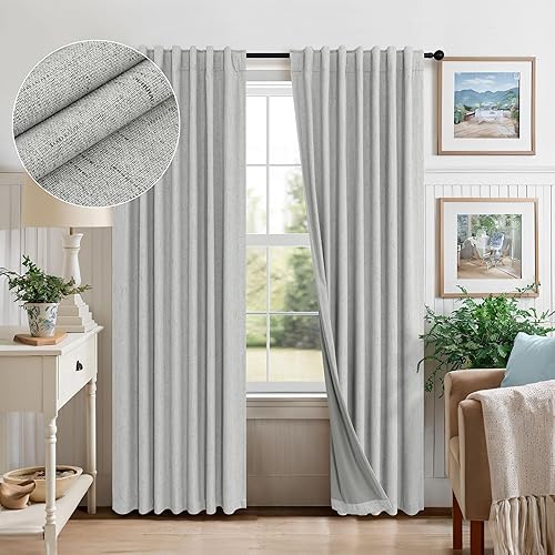 Miniatura 40 de 2 cortinas opacas blancas de 80 pulgadas de largo personalizadas, a prueba de ruido, modernas, con pestaña trasera, para cocina, sala, cabina, de