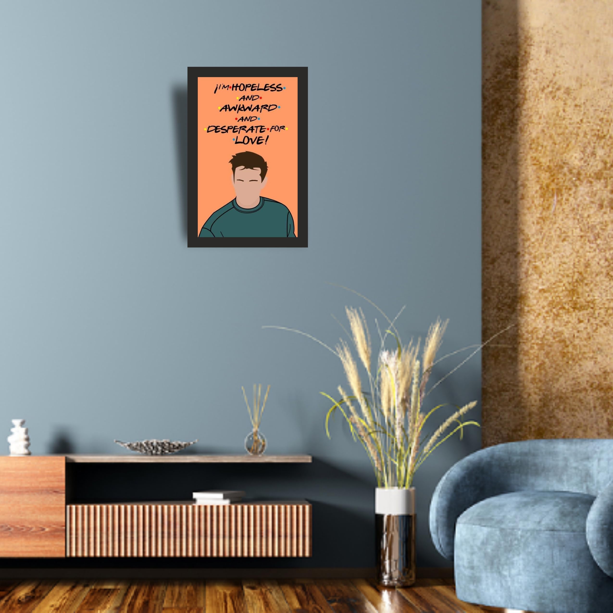 Friends Chandler Hopeless Awkward Photo Frame A4 Black