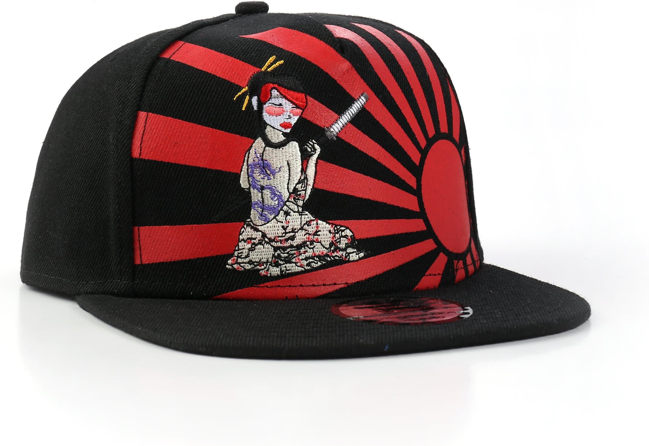 Japanese Geisha Girl Snapback Baseball Cap Black