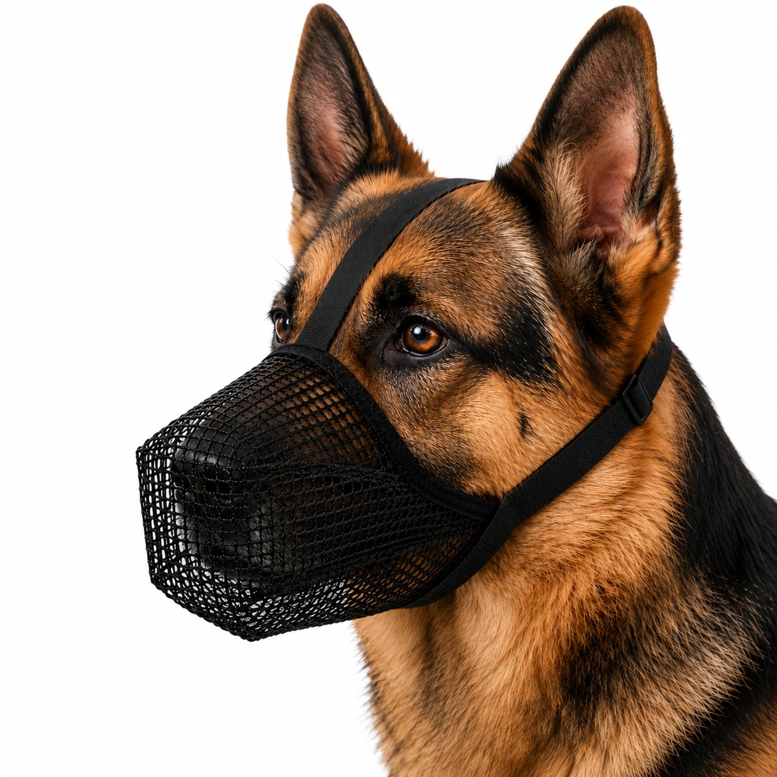 Size XL Breathable Mesh Dog Muzzle for Large Dogs - Adjustable Secure Fit, Soft Foldable Lightweight Pet Mask, Allows Panting Drinking, for Training Biting Chewing