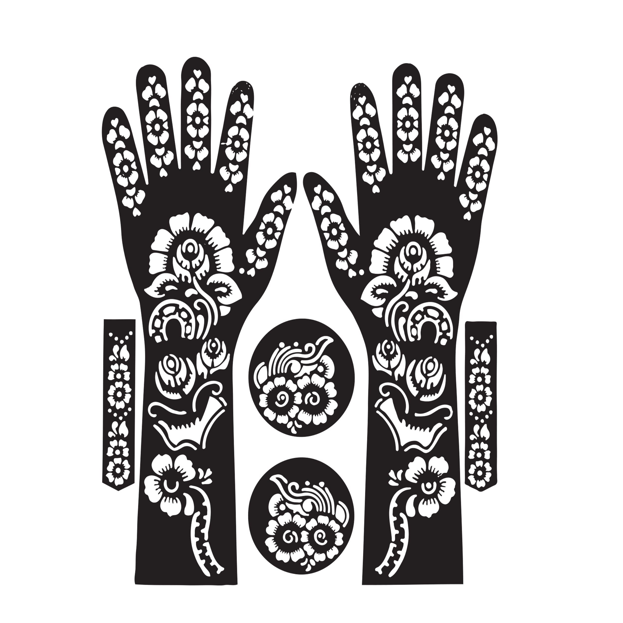 Ivana's Full Hand Mehndi Stencil Design Full Hand Set | Henna Tattoo Stencil for Women, Girls and Kids | Easy to use in just 4 Steps | Mehandi Sticker | (FL-03) 1