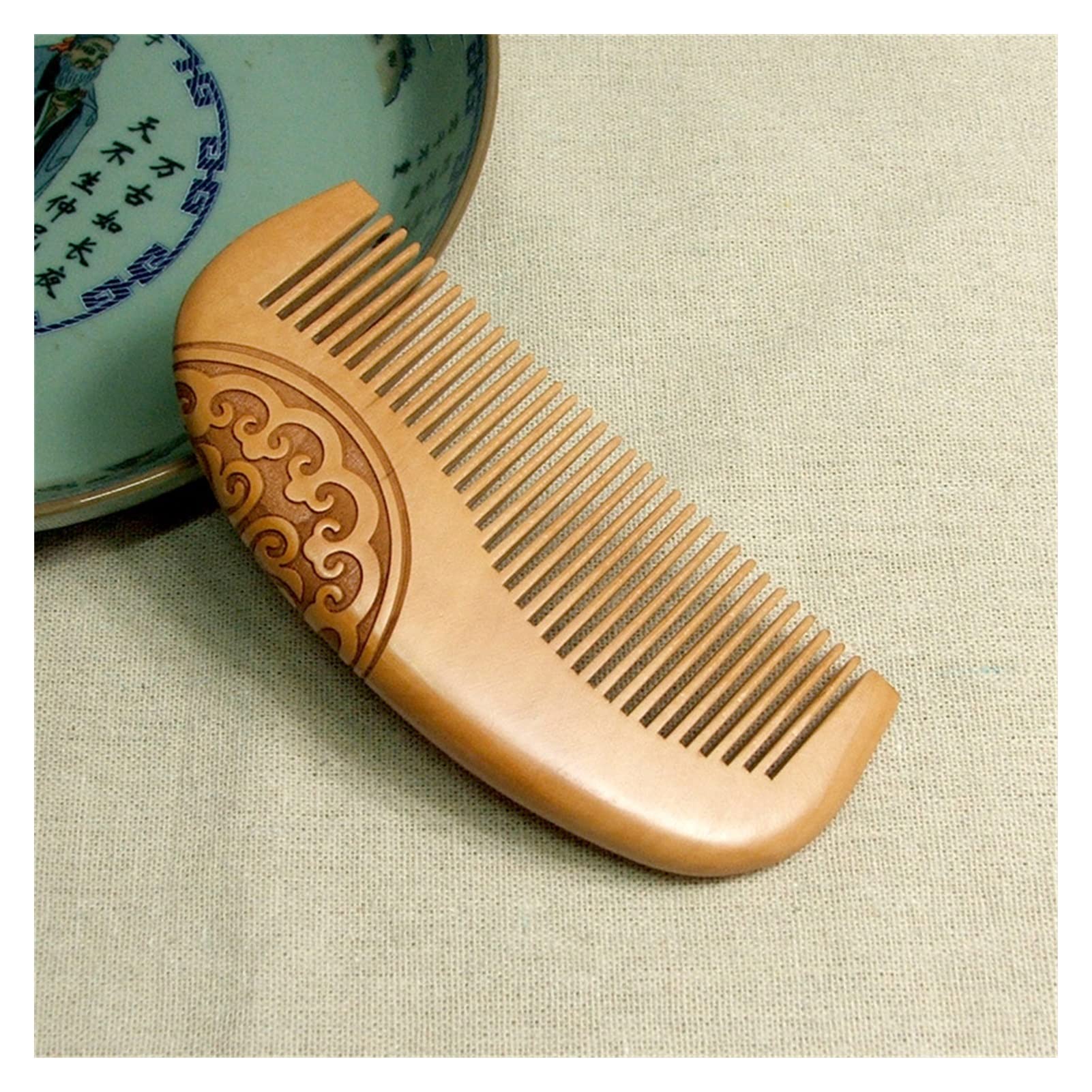 Natürlicher Pfirsich Massivholz Kamm Gravures Pfirsich Holz Kamm Haar Werkzeug Schönheit Accessoires (Color : S)